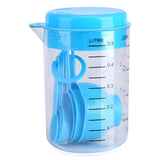7Pcs Set Plastic Measuring Cups Spoons Measure Tea Coffee Kitchen Utensil Blue