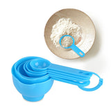 7Pcs Set Plastic Measuring Cups Spoons Measure Tea Coffee Kitchen Utensil Blue