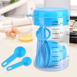 7Pcs Set Plastic Measuring Cups Spoons Measure Tea Coffee Kitchen Utensil Blue - Top-Down View