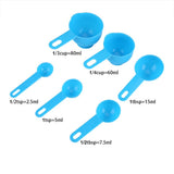 7Pcs Set Plastic Measuring Cups Spoons Measure Tea Coffee Kitchen Utensil Blue