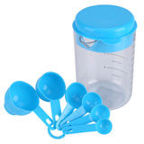 7Pcs Set Plastic Measuring Cups Spoons Measure Tea Coffee Kitchen Utensil Blue