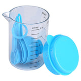 7Pcs Set Plastic Measuring Cups Spoons Measure Tea Coffee Kitchen Utensil Blue - Low Angle