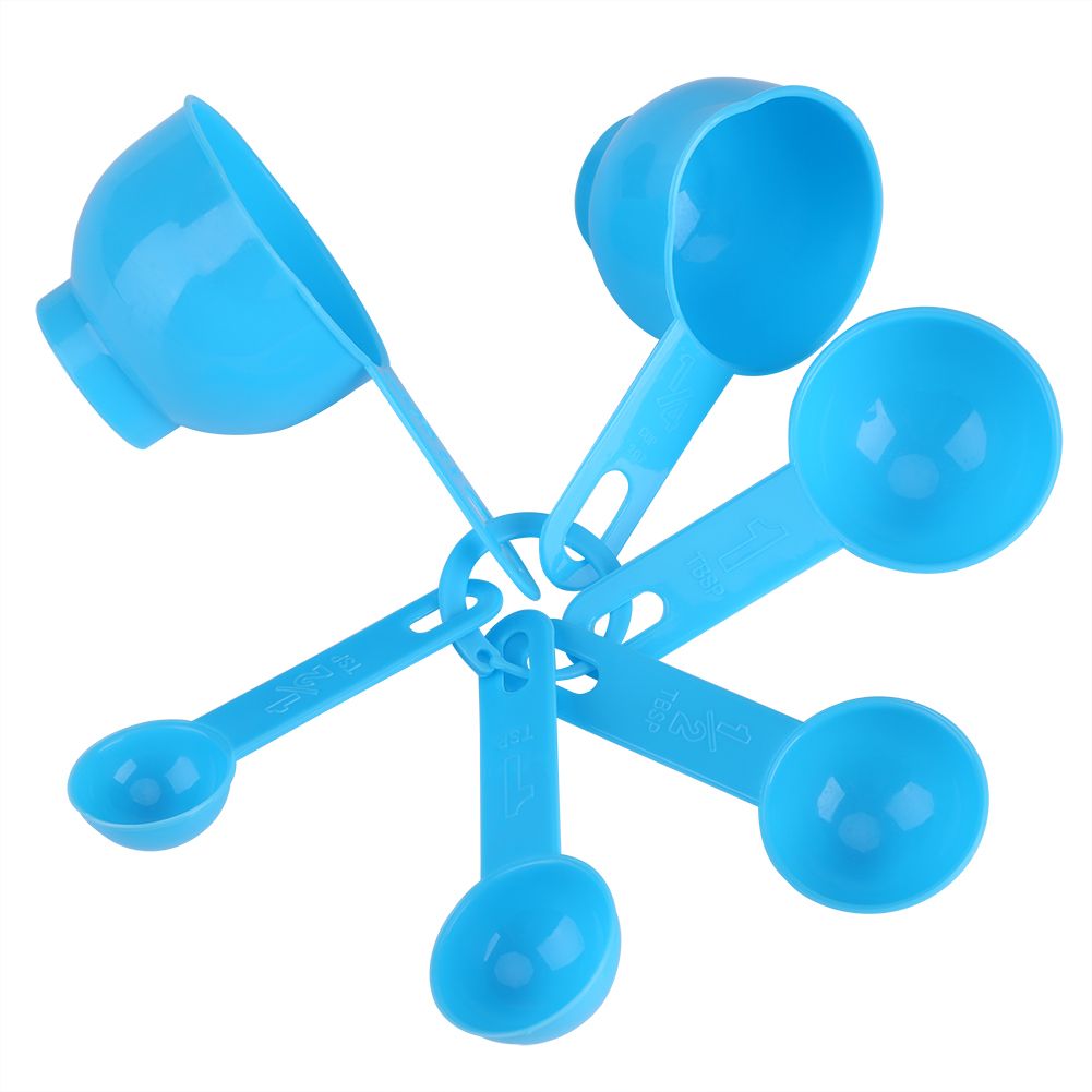 7Pcs Set Plastic Measuring Cups Spoons Measure Tea Coffee Kitchen Utensil Blue