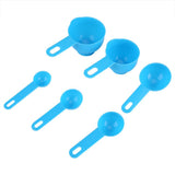 7Pcs Set Plastic Measuring Cups Spoons Measure Tea Coffee Kitchen Utensil Blue