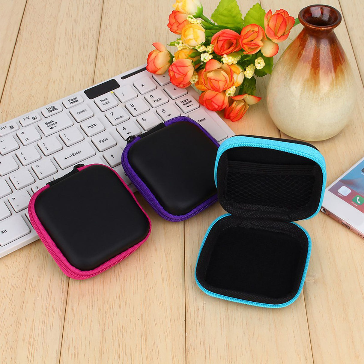 Hard Box Gadget Case Storage Pouch For Key Ring Headphones Cable USB Data Line