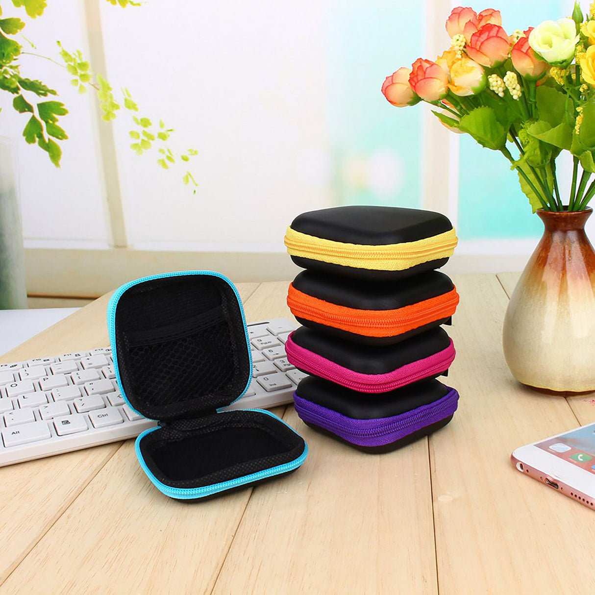 Hard Box Gadget Case Storage Pouch For Key Ring Headphones Cable USB Data Line