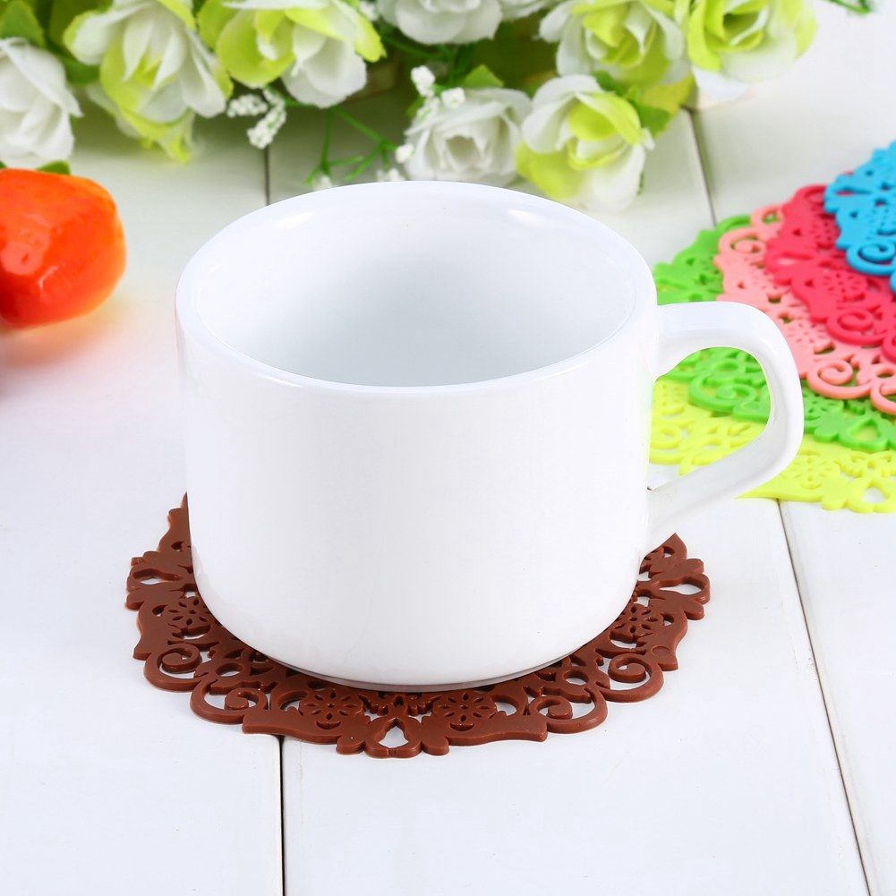 Silicone Lace Flower Coaster Tea Cup Bowl Glass Pad Mat Cushion Placemat Nonslip Coffee