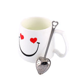 1X Stainless Steel Filter Tea Infuser Heart Shape Spoon Strainer Ball Novelty
