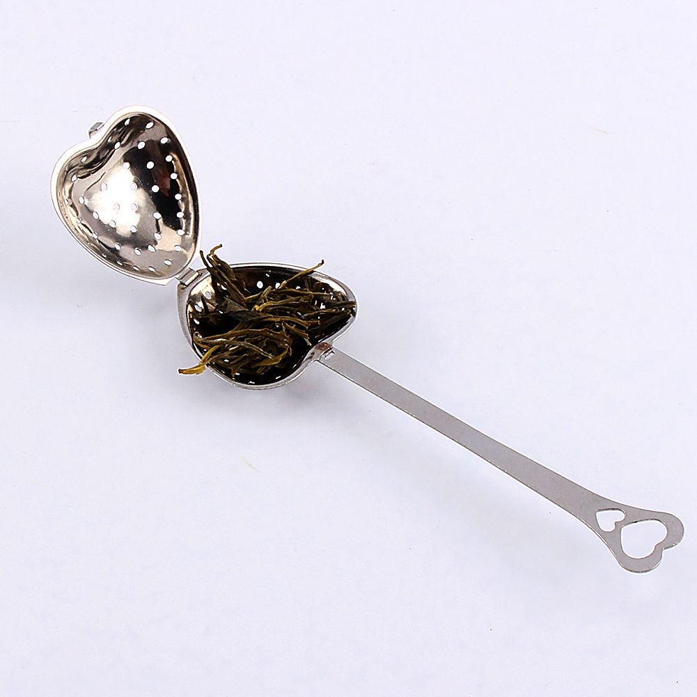 1X Stainless Steel Filter Tea Infuser Heart Shape Spoon Strainer Ball Novelty