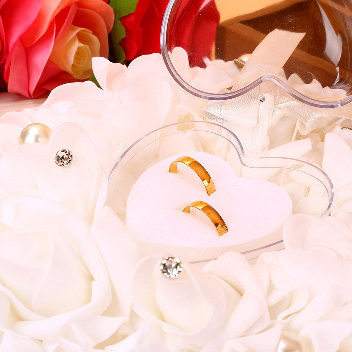 Romantic Rose Wedding Favors Heart Pearl Gift Ring Box Pillow Cushion