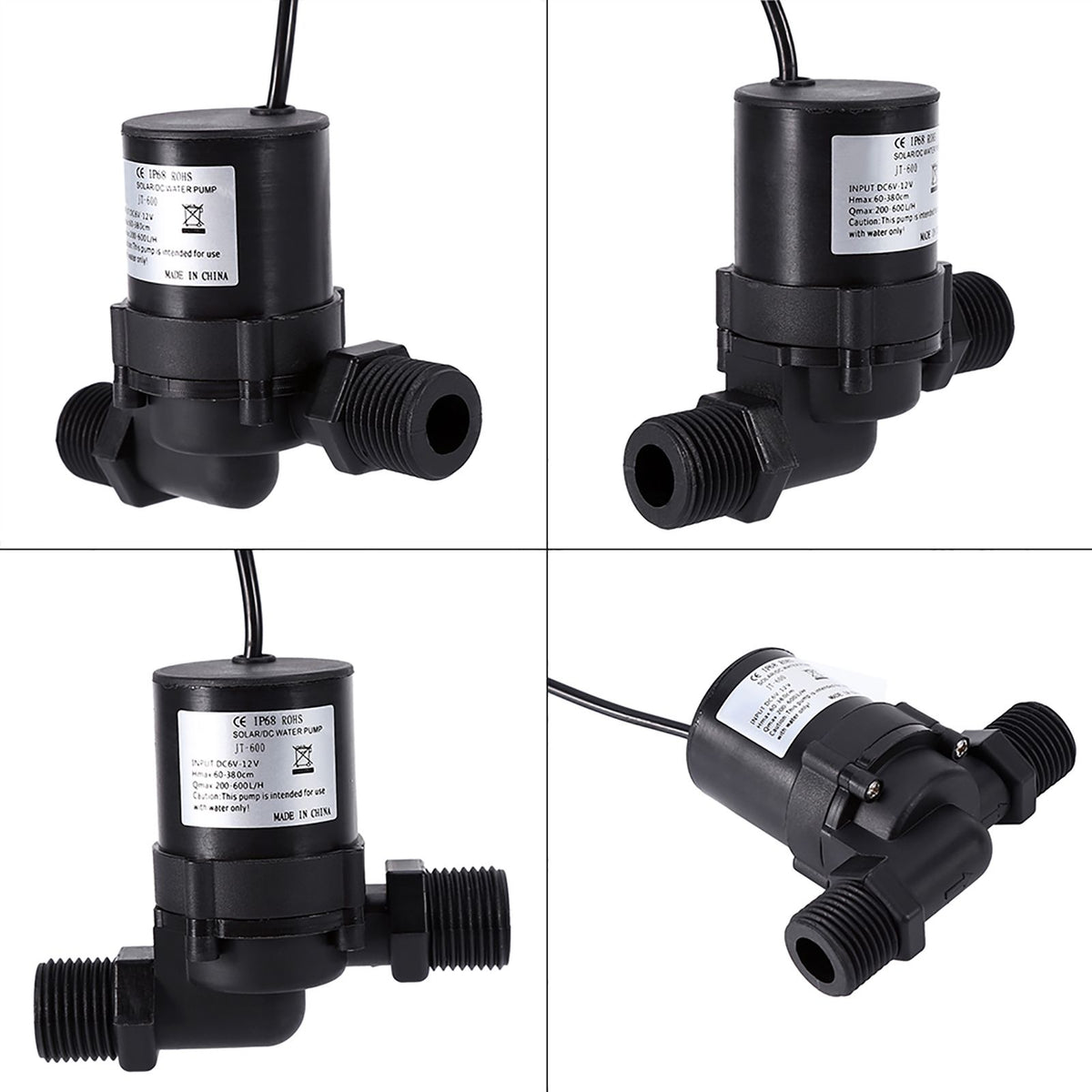 DC 12V Solar Water Circulation Pump Brushless Motor Water Pump 600L/H IP68 Waterproof Plug