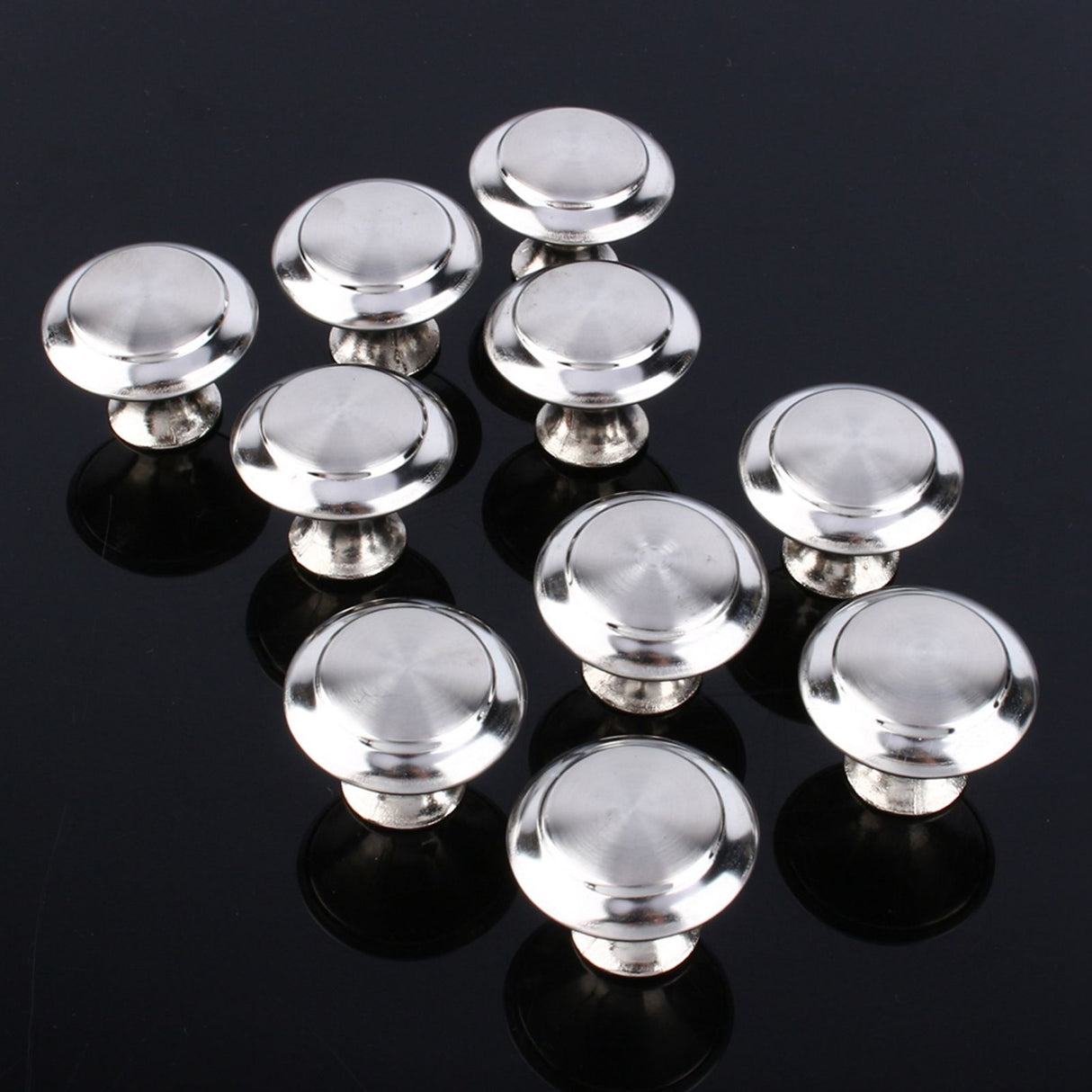 10Pcs Round Stainless Steel Cabinet Knobs Drawer Handles Cupboard Accessories