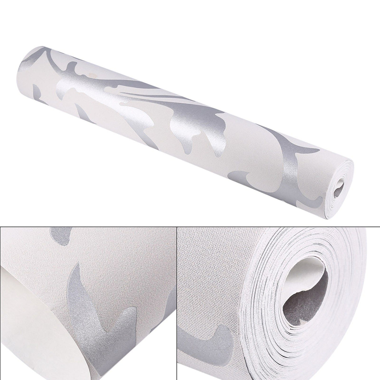 Luxury Embossed Nonwoven Bedroom 3D Vertical Wallpaper Home Decor Silver