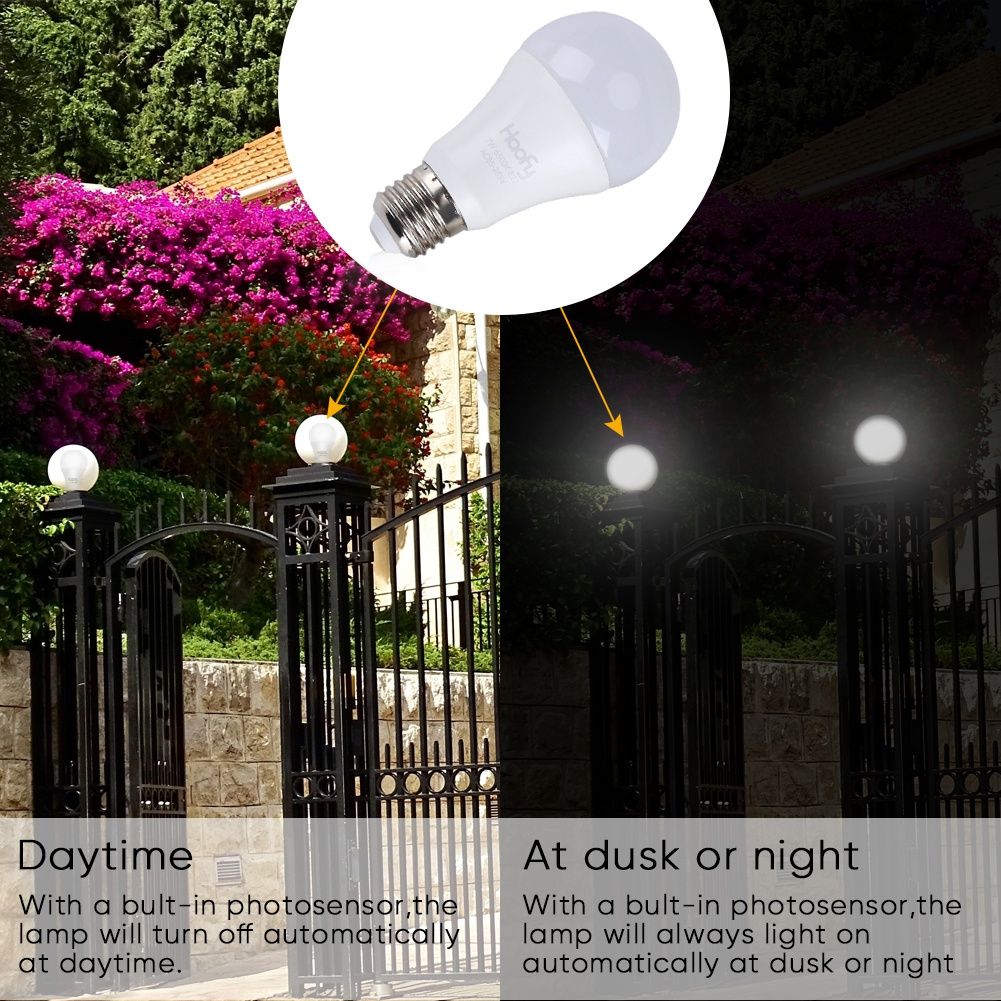 Dusk to Dawn Light Bulb, EECOO 7W Smart Sensor LED Bulbs Built in Photosensor Detection with Au