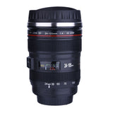 Creative Camera Lens Shaped Insulation Cup Stainless Steel Insulated Travelling Flask V Black