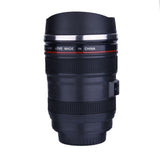Creative Camera Lens Shaped Insulation Cup Stainless Steel Insulated Travelling Flask V Black