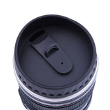 Creative Camera Lens Shaped Insulation Cup Stainless Steel Insulated Travelling Flask V Black - Close-Up Angle
