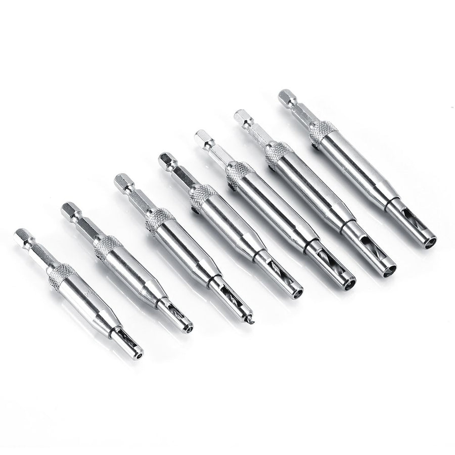 7 Sizes Hole Saw Centering Hinge Twisted Drill Bits DIY Woodwork Reaming Cabinet Tools