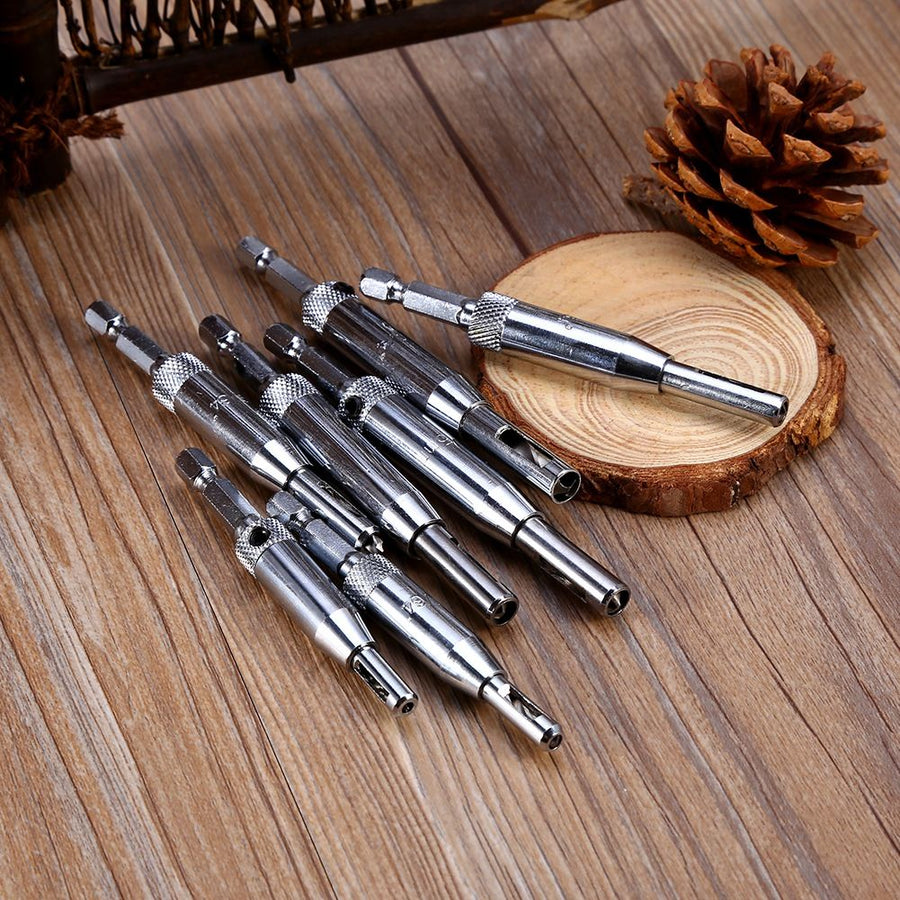 7 Sizes Hole Saw Centering Hinge Twisted Drill Bits DIY Woodwork Reaming Cabinet Tools
