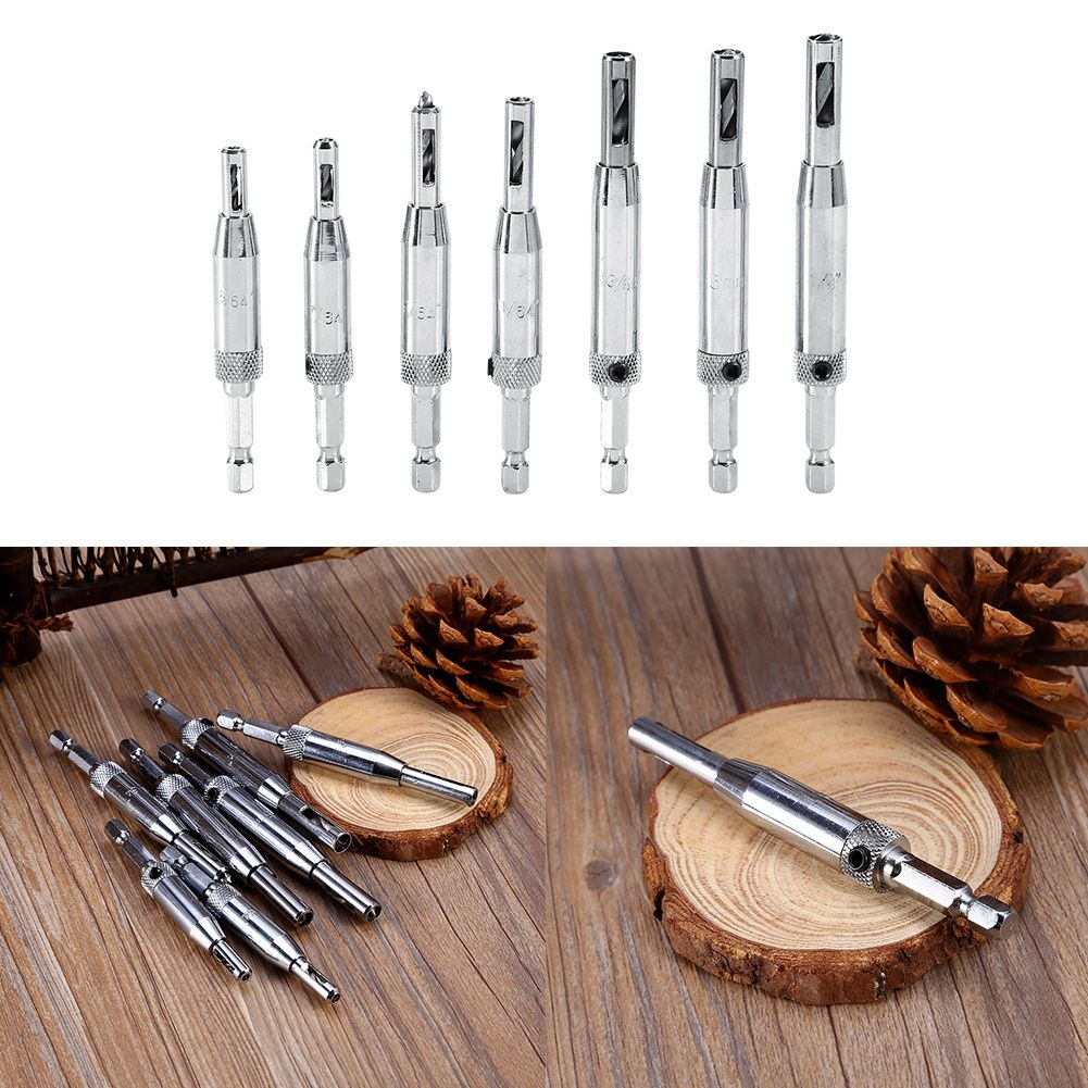 7 Sizes Hole Saw Centering Hinge Twisted Drill Bits DIY Woodwork Reaming Cabinet Tools