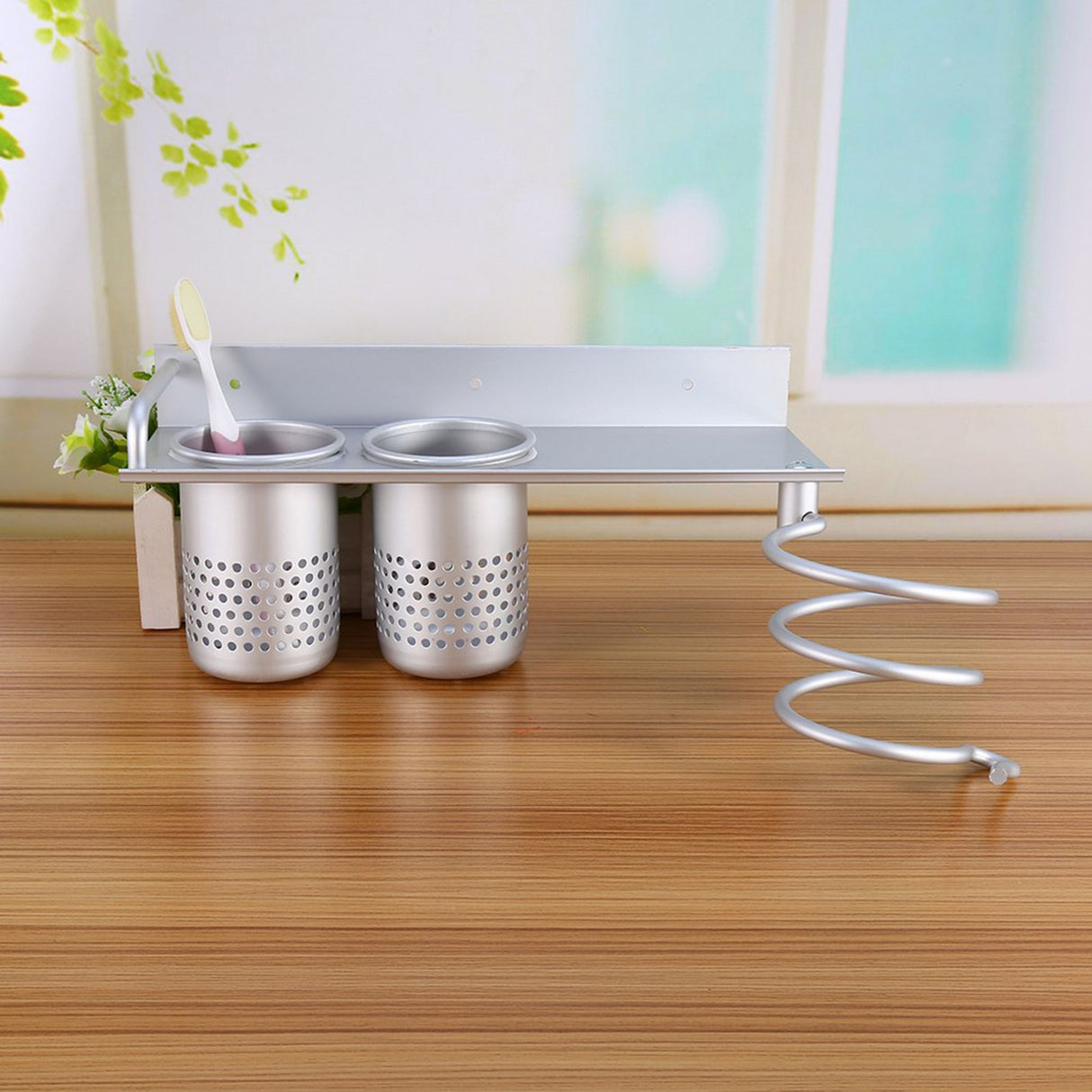 Wall Storage Organizer Holder Hairdryer Holder Toothbrush Toilet