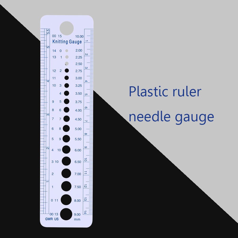 Plastic Knitting Needle Gauge Ruler Inch cm Sewing Tools US UK Canada Sizes 2-10mm