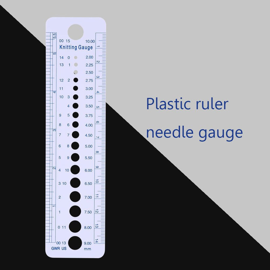 Plastic Knitting Needle Gauge Ruler Inch cm Sewing Tools US UK Canada Sizes 2-10mm