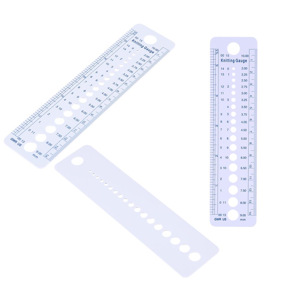 Plastic Knitting Needle Gauge Ruler Inch cm Sewing Tools US UK Canada Sizes 2-10mm