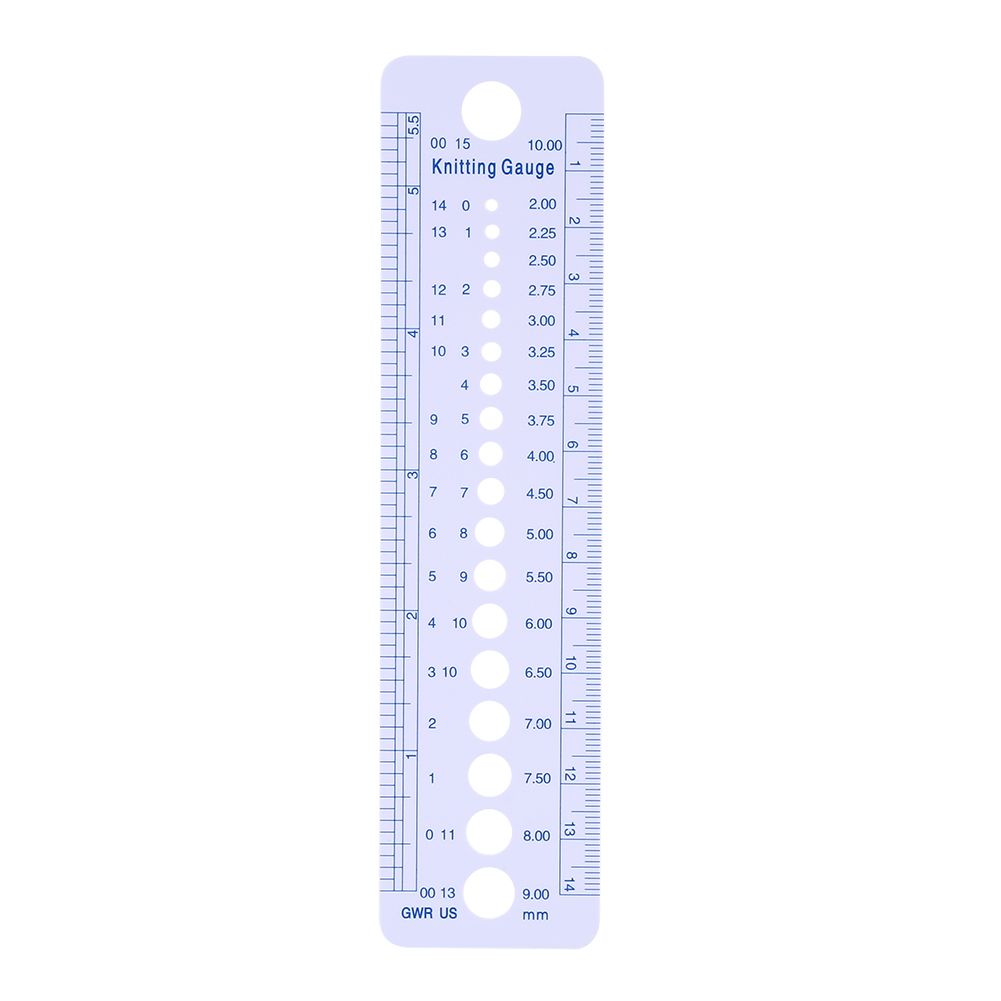 Plastic Knitting Needle Gauge Ruler Inch cm Sewing Tools US UK Canada Sizes 2-10mm