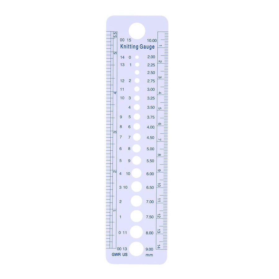 Plastic Knitting Needle Gauge Ruler Inch cm Sewing Tools US UK Canada Sizes 2-10mm