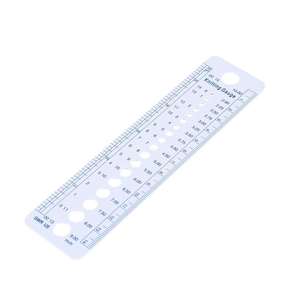 Plastic Knitting Needle Gauge Ruler Inch cm Sewing Tools US UK Canada Sizes 2-10mm