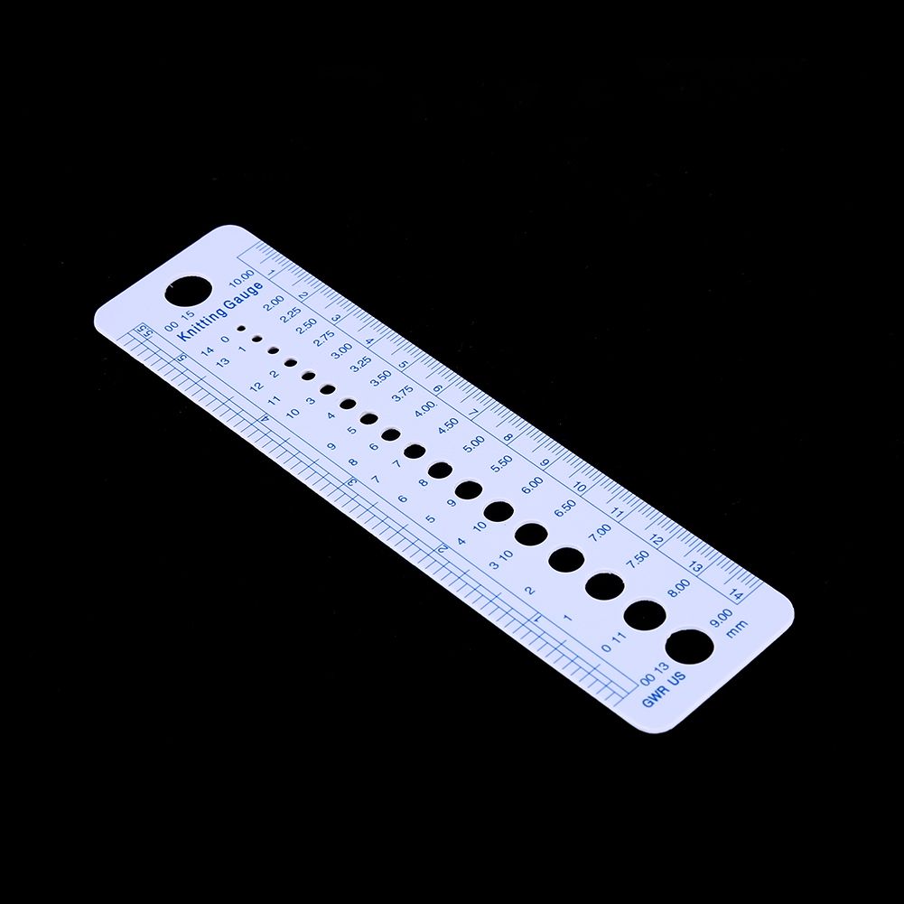 Plastic Knitting Needle Gauge Ruler Inch cm Sewing Tools US UK Canada Sizes 2-10mm
