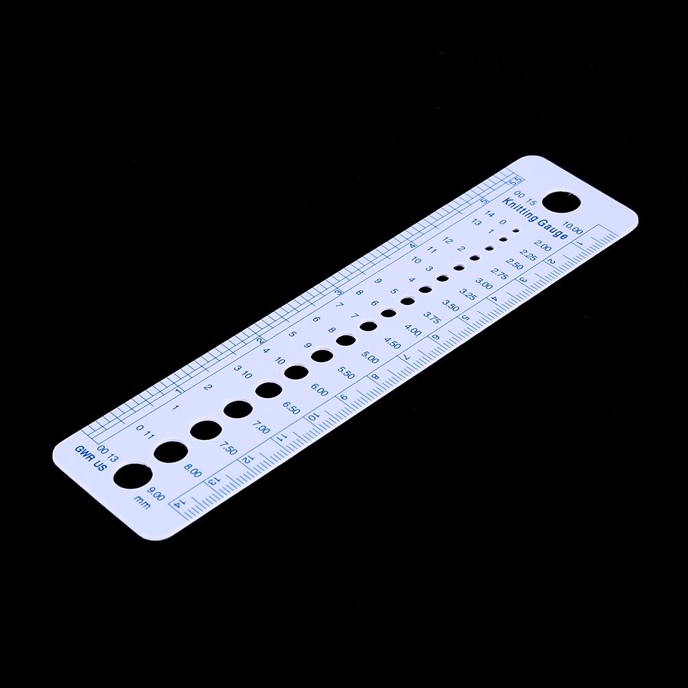 Plastic Knitting Needle Gauge Ruler Inch cm Sewing Tools US UK Canada Sizes 2-10mm