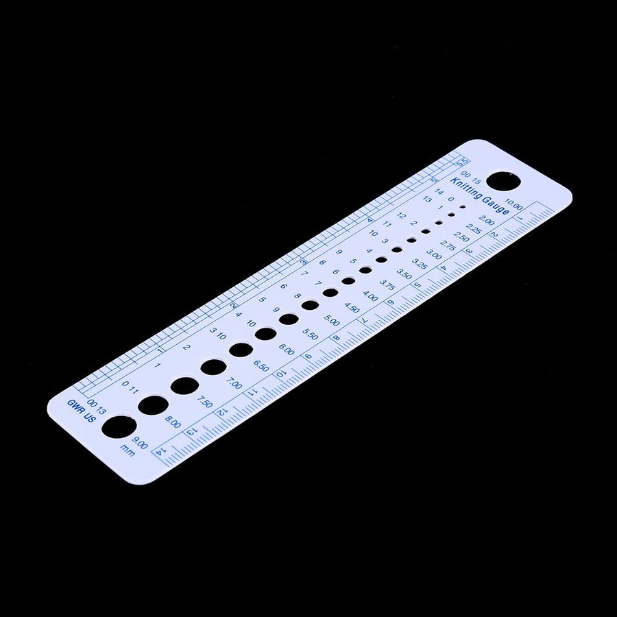 Plastic Knitting Needle Gauge Ruler Inch cm Sewing Tools US UK Canada Sizes 2-10mm