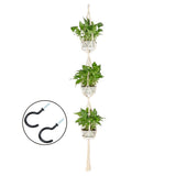 Planter Flower Pot Hanging Rope Basket for Indoor - Front View