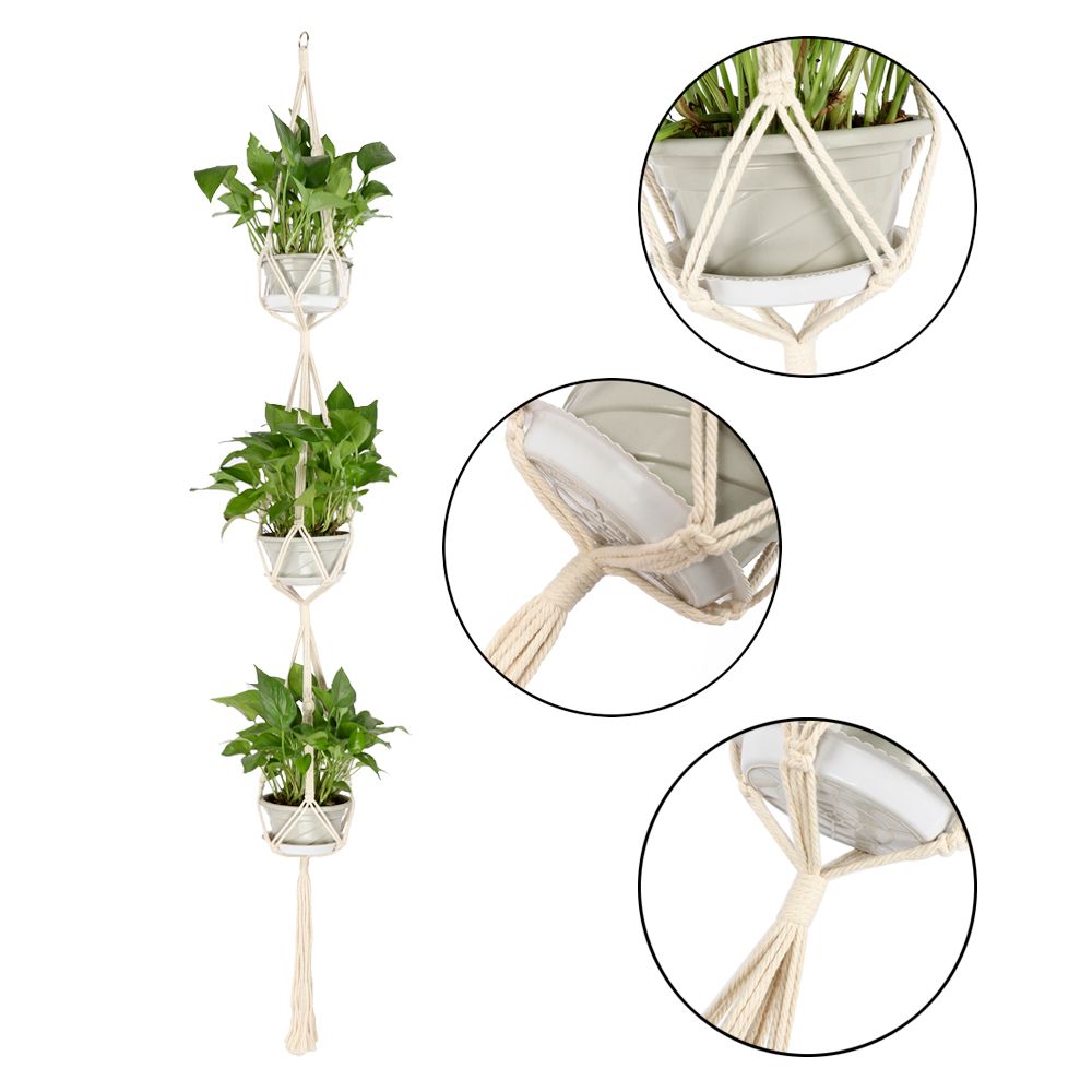 Planter Flower Pot Hanging Rope Basket for Indoor