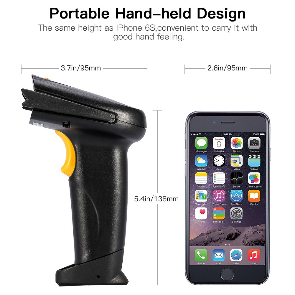 Wireless Barcode Reader Handheld Laser Barcode Reader Both Bluetooth / USB compatible Laser Sca