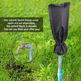 Outdoor Faucet Cover Oxford Cloth Freeze Protection Reusable Garden Faucet Socks for Winter Cold Weather Black