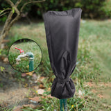 Outdoor Faucet Cover Oxford Cloth Freeze Protection Reusable Garden Faucet Socks for Winter Cold Weather Black