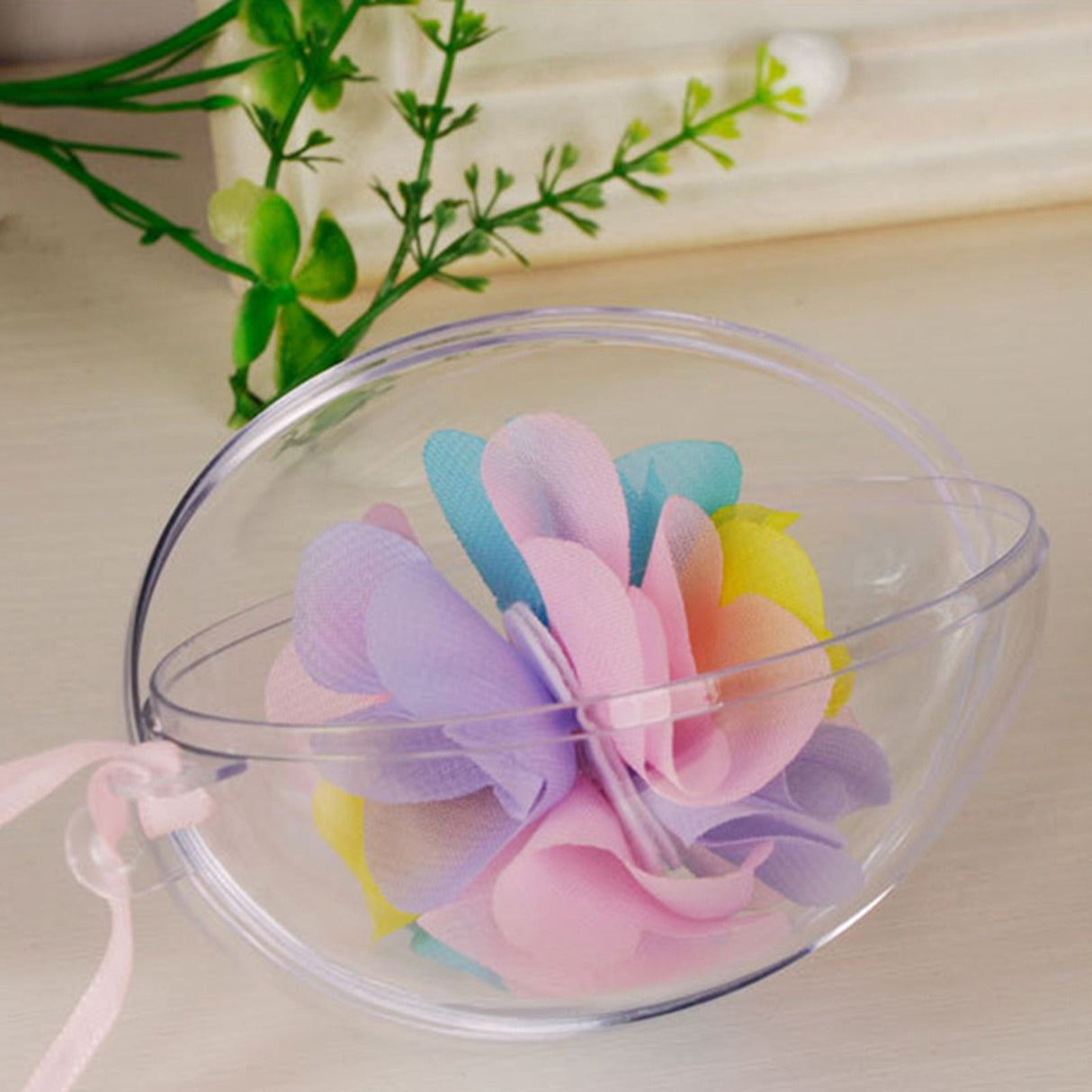 10Pcs Transparent Hollow Oval Ornaments Balls Plastic Egg Shaped Balls Preserved Flower Easter Decoration