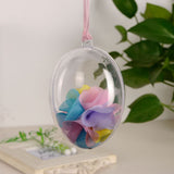 10Pcs Transparent Hollow Oval Ornaments Balls Plastic Egg Shaped Balls Preserved Flower Easter Decoration