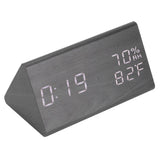 Wooden Alarm Clock, Wood LED Digital Desk Clock With Time Temperature Adjustable Brightness