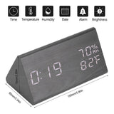Wooden Alarm Clock, Wood LED Digital Desk Clock With Time Temperature Adjustable Brightness - Extra Image