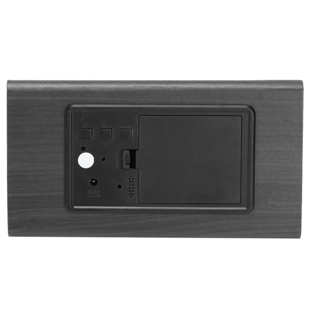 Wooden Alarm Clock, Wood LED Digital Desk Clock With Time Temperature Adjustable Brightness