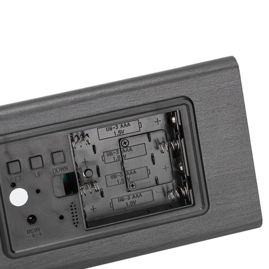 Wooden Alarm Clock, Wood LED Digital Desk Clock With Time Temperature Adjustable Brightness