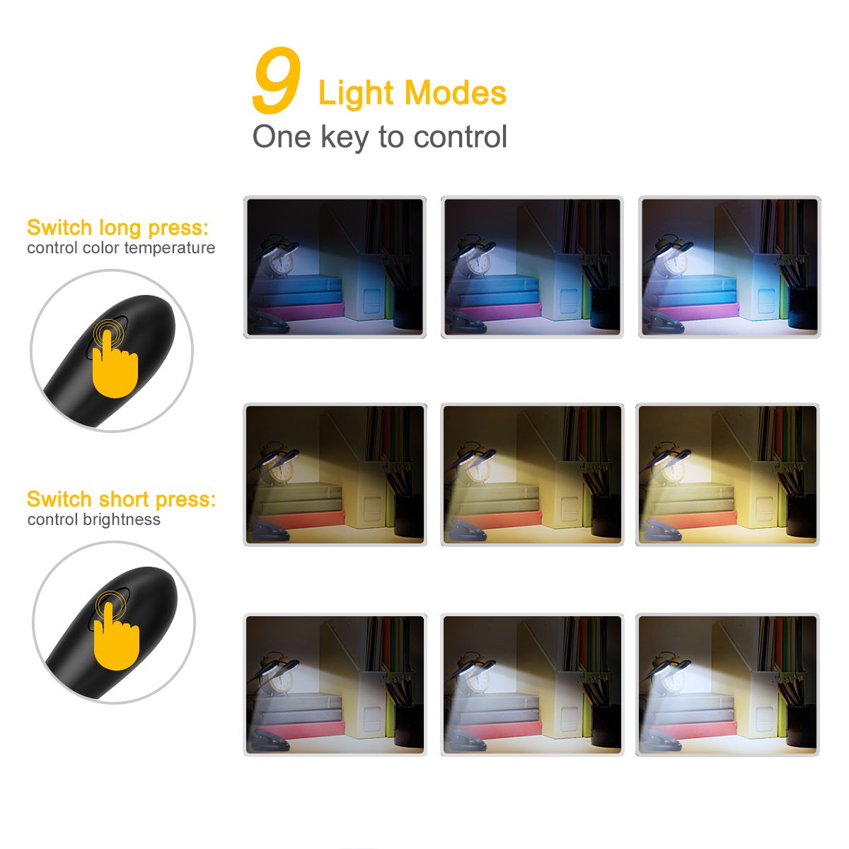 Reading Light, 14 LED USB Rechargeable and Eyecare Book Light, Flexible Clip Reading Lamp