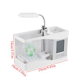 Multifunctional USB Rechargeable Mini Fish Tank Aquarium with Clock Function LED Light White - Close-Up Angle