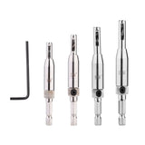 4pcs Hex Shank Self Centering Drill Bit Set Door Window Hinge Hole Puncher Woodworking Tool - Top-Down View