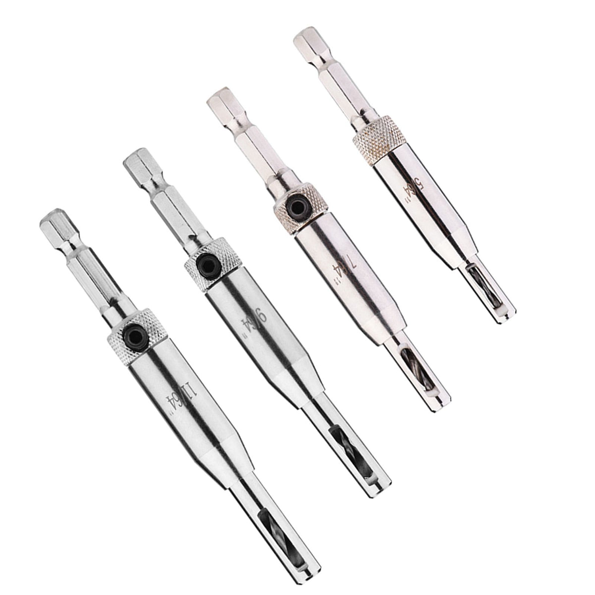 4pcs Hex Shank Self Centering Drill Bit Set Door Window Hinge Hole Puncher Woodworking Tool