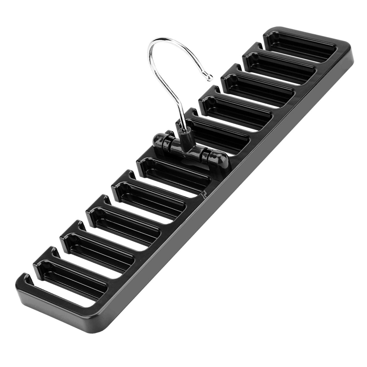 10 Slot Tie Belt Scarf Rack Organizer Sturdy Plastic Closet Wardrobe Space Saver Black